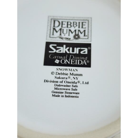 Oneida Sakura Coffee Mug Tea Cup Snowman 3 1/2" Debbie Mumm Stoneware x4 Vintage - Picture 10 of 12